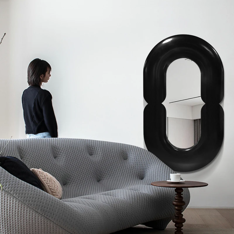 ファンキーなメンフィス風オーバル型黒色壁掛け鏡、女の子向け北 - Home Goods Bathroom Mirrors のレビューと価格