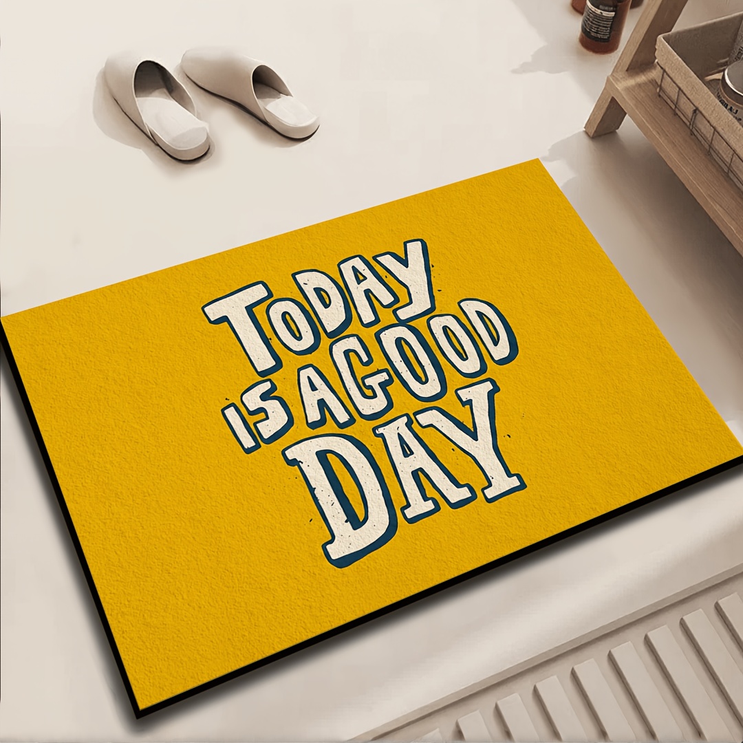 イエロー「今日は良い日だ」ドアマット インスピレーションを与 - Home Goods Bathroom Mats のレビューと価格